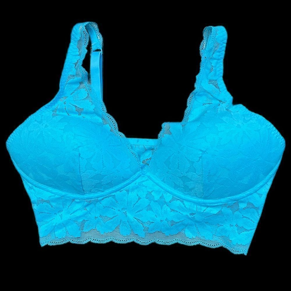 Victorias Secret Pink Lightly Lined Lightly padded longline Bralette Bra blue L